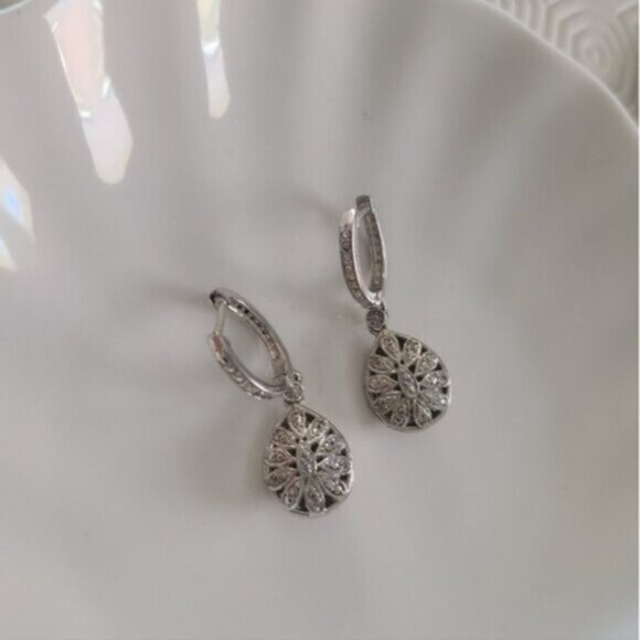 Incredible Vintage Reversible Sterling Silver Drop Dangle Crystal Earrings - Picture 4 of 9